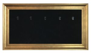 33 X 18 Mini Guitar Display Frame Black Suede Gold Leafing Holds 5 Models 33 X 18 Mini Guitar Display Frame Black Suede Gold Leafing Holds 5 Models