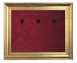22 X 18 Mini Guitar Display Frame Red Suede Gold Frame Holds 3 Models 22 X 18 Mini Guitar Display Frame Red Suede Gold Frame Holds 3 Models