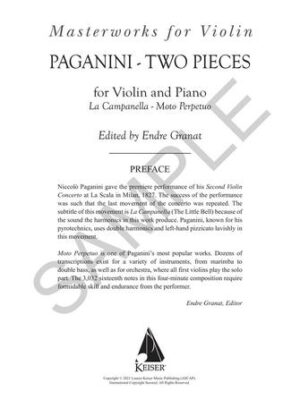 Two Pieces: La Campanella and Moto Perpetu Two Pieces: La Campanella and Moto Perpetu